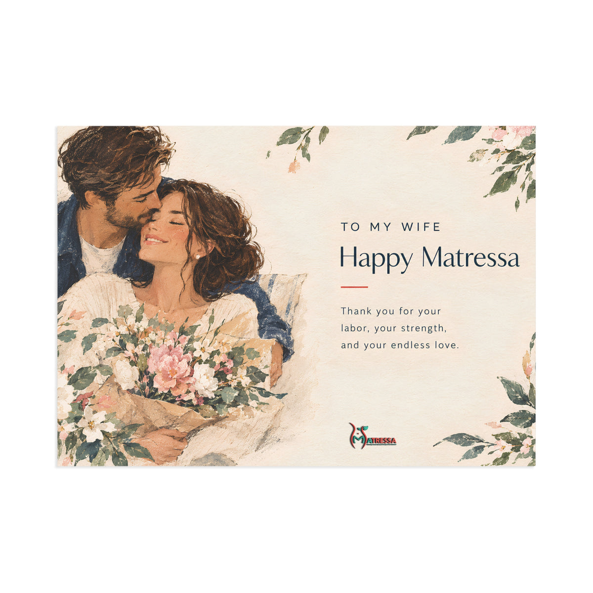 Happy Matressa Anniversary Fine Art Postcard for Wife