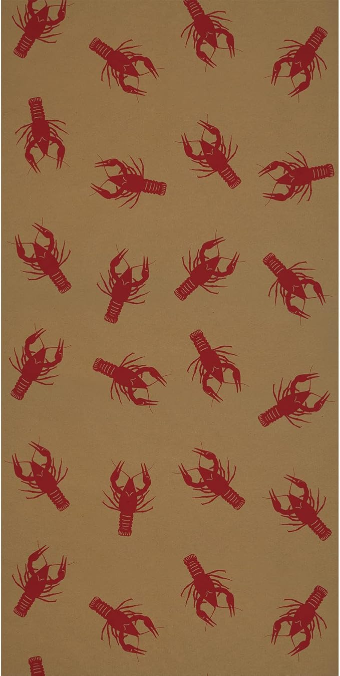 Beistle 24" x 50' New Orleans Theme Crawfish Print Kraft Paper Table Roll, Mardi Gras Party Supplies Tablecovers