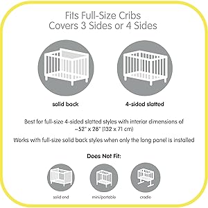 BreathableBaby Breathable Mesh Liner for Full-Size Cribs, Sheer Deluxe 5mm Mesh, Scallops (Size 4FS Covers 3 or 4 Sides)