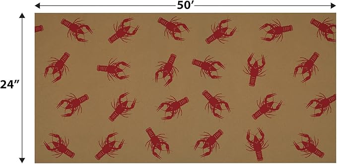 Beistle 24" x 50' New Orleans Theme Crawfish Print Kraft Paper Table Roll, Mardi Gras Party Supplies Tablecovers