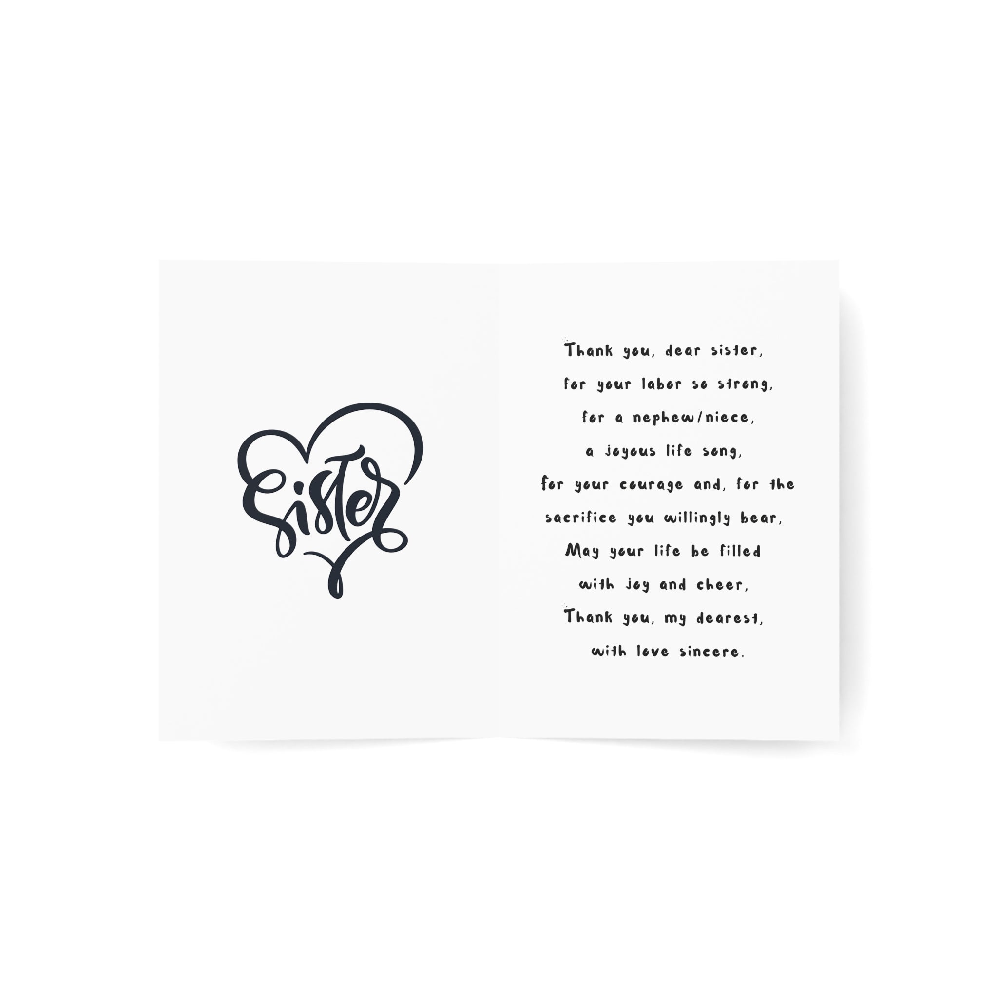 To My Sister - Thank You for Your Labor