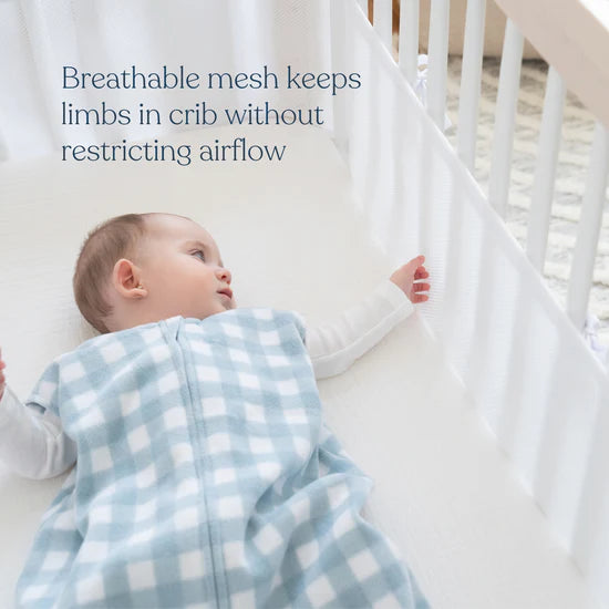 BreathableBaby Breathable Mesh Liner for Full-Size Cribs, Sheer Deluxe 5mm Mesh, Scallops (Size 4FS Covers 3 or 4 Sides)