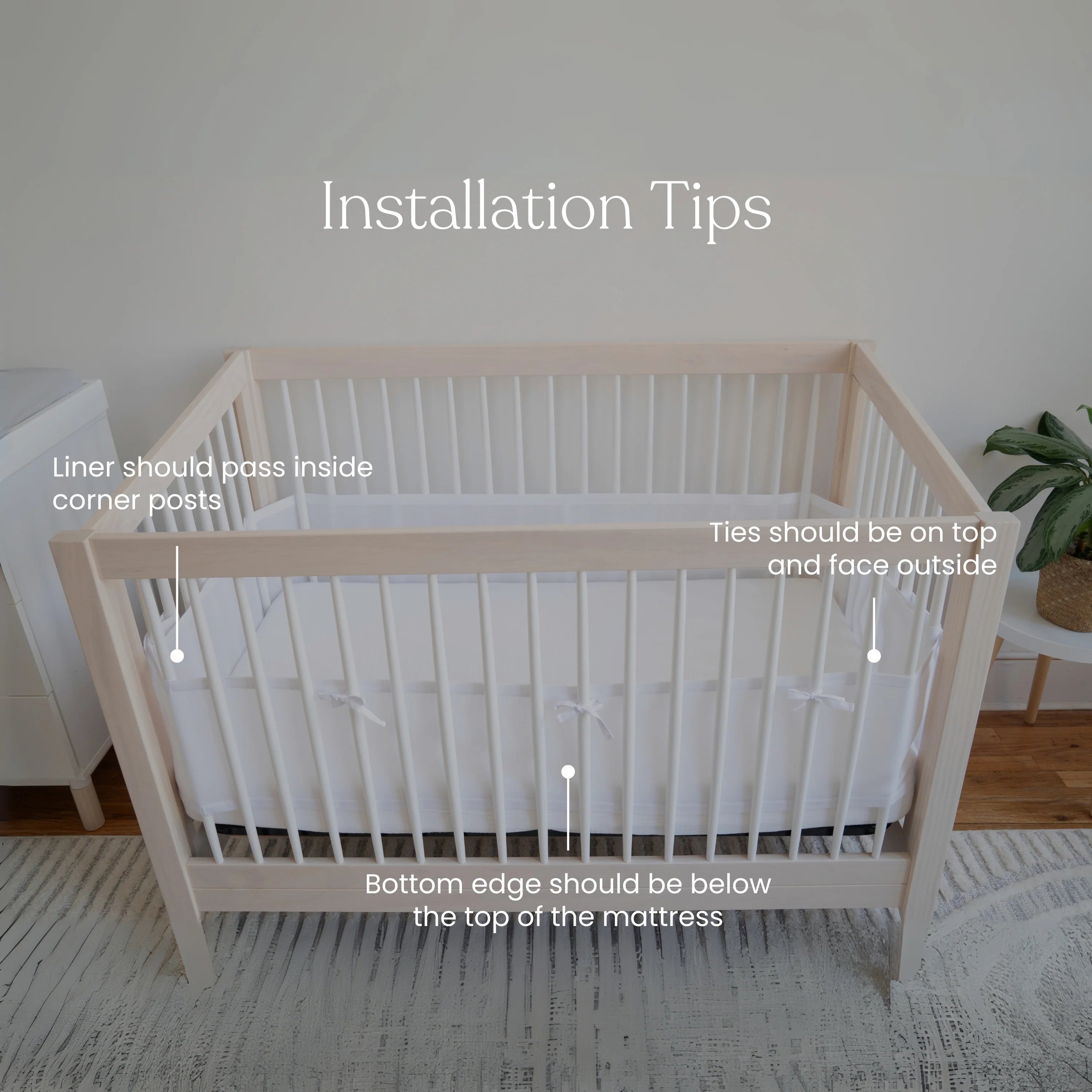 BreathableBaby Breathable Mesh Liner for Full-Size Cribs, Sheer Deluxe 5mm Mesh, Scallops (Size 4FS Covers 3 or 4 Sides)