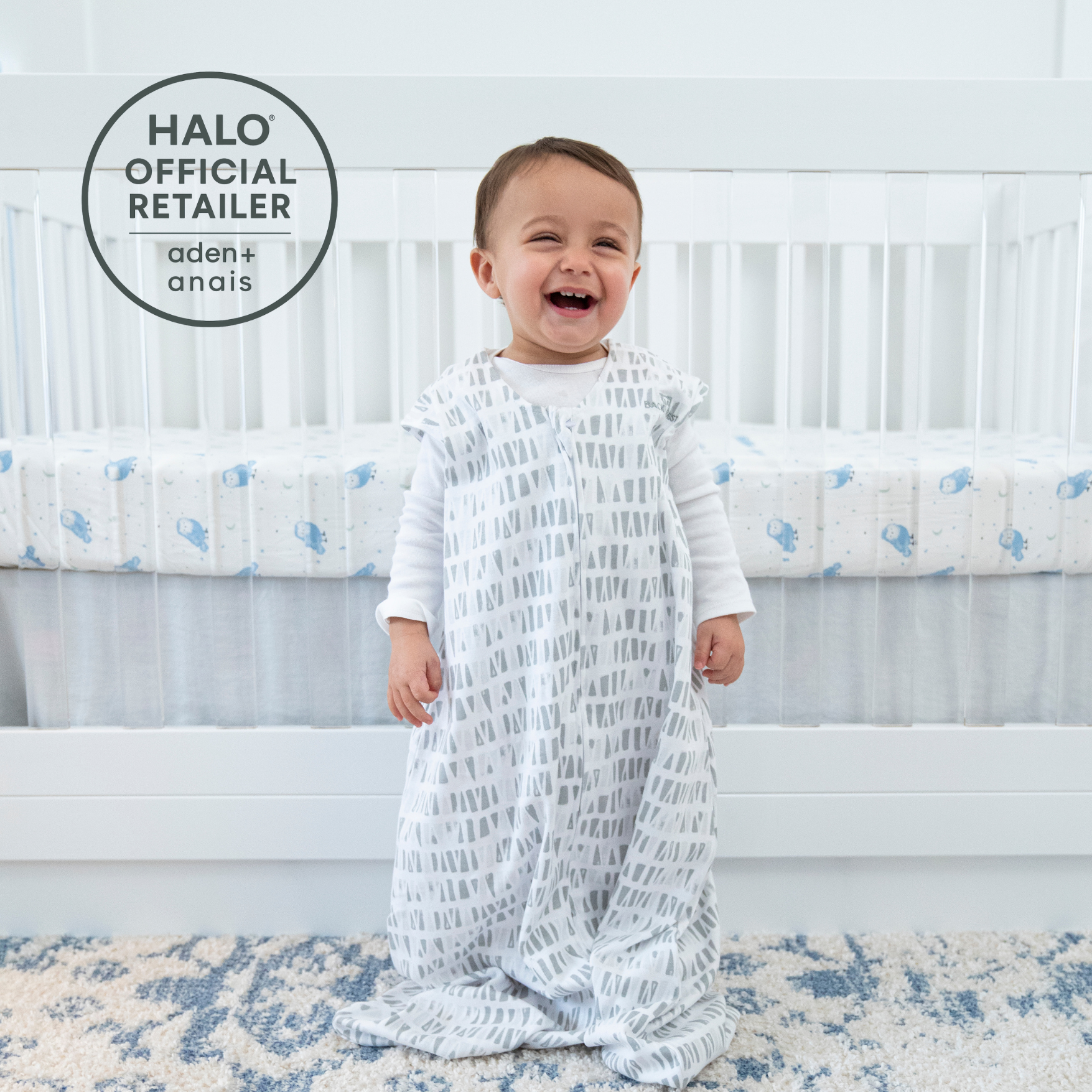 HALO Grey Squares & Triangles 100% Cotton Sleepsack Wearable Blanket (12 - 18 Months)