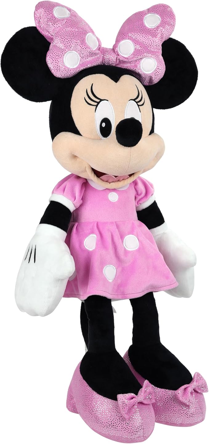 Disney Junior Mickey Mouse Jumbo 25-inch Plush Minnie Mouse Doll, Pink, Super Soft Plush, Kids Toys for Ages 2 Up by Just Play