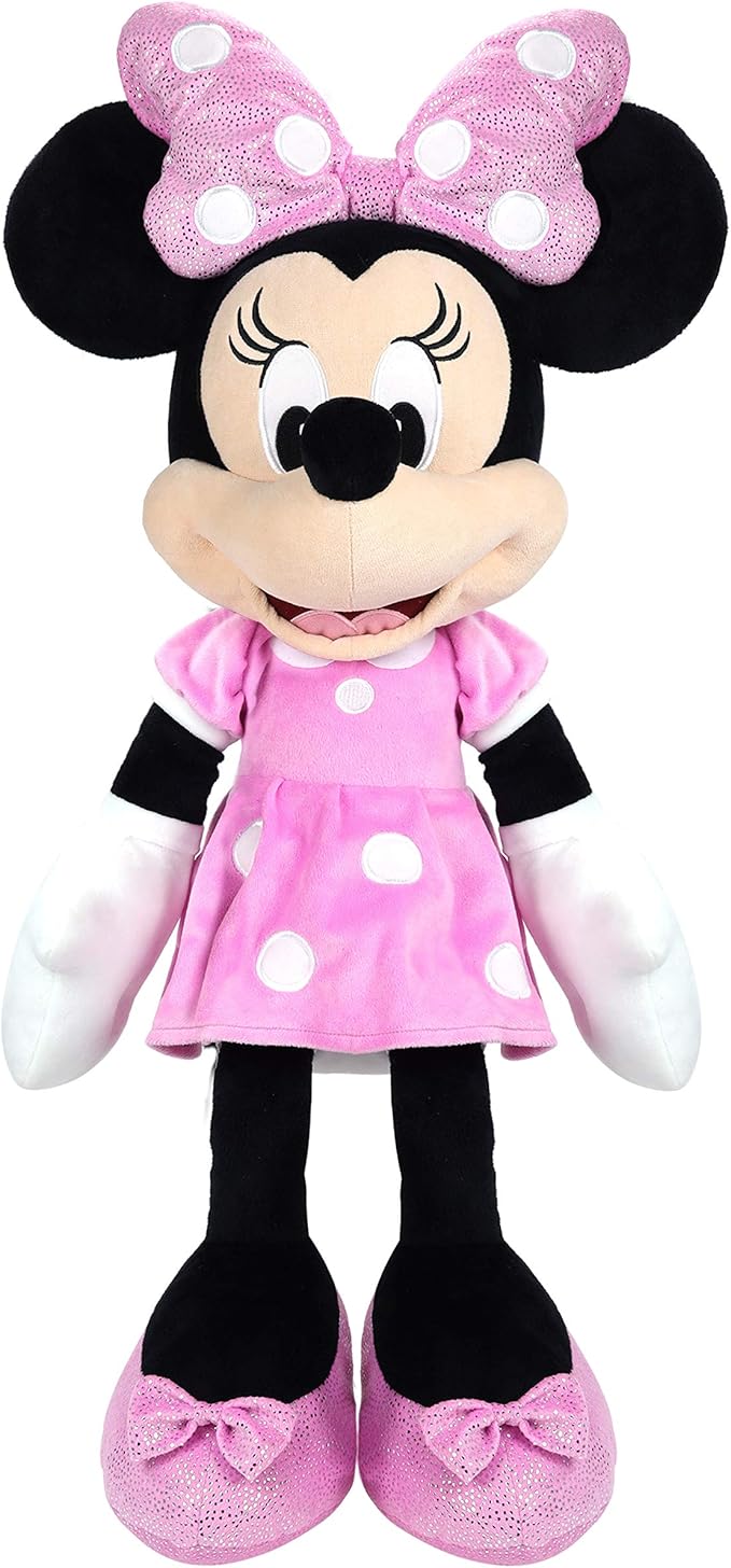 Disney Junior Mickey Mouse Jumbo 25-inch Plush Minnie Mouse Doll, Pink, Super Soft Plush, Kids Toys for Ages 2 Up by Just Play