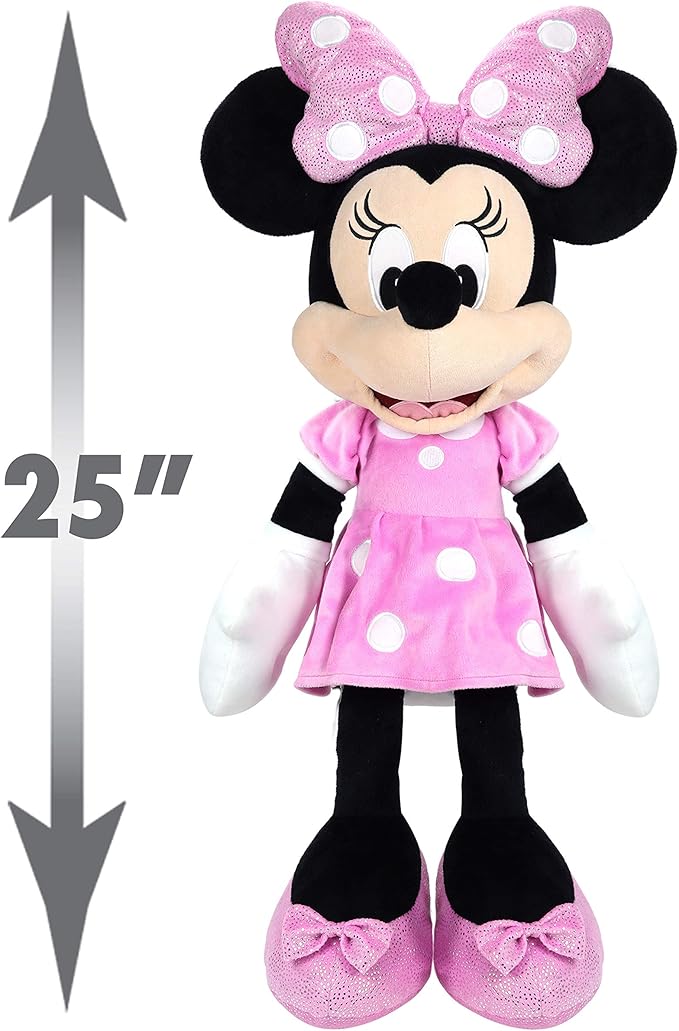 Disney Junior Mickey Mouse Jumbo 25-inch Plush Minnie Mouse Doll, Pink, Super Soft Plush, Kids Toys for Ages 2 Up by Just Play