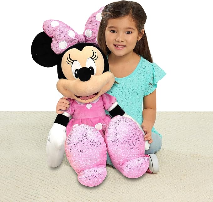 Disney Junior Mickey Mouse Jumbo 25-inch Plush Minnie Mouse Doll, Pink, Super Soft Plush, Kids Toys for Ages 2 Up by Just Play