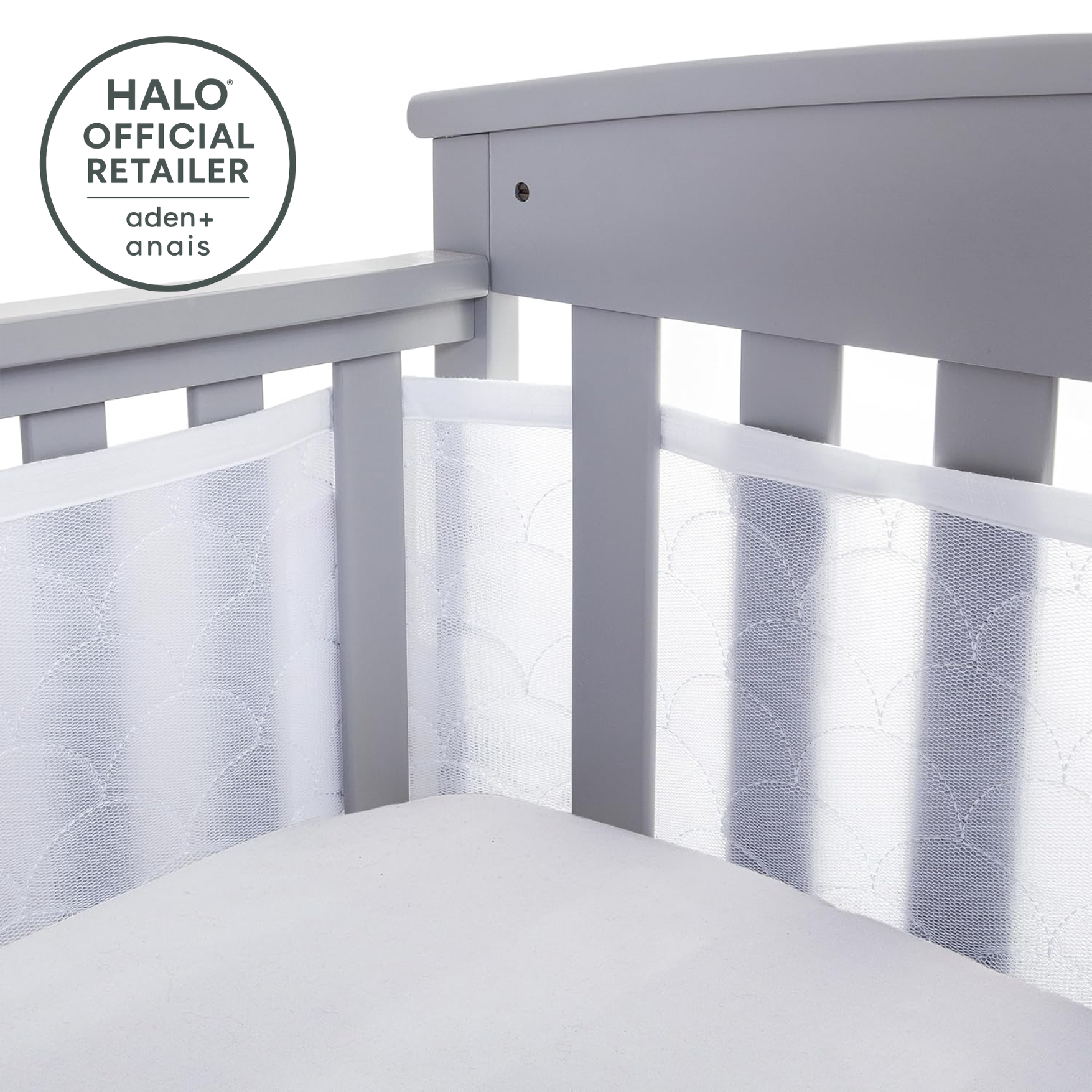 BreathableBaby Breathable Mesh Liner for Full-Size Cribs, Sheer Deluxe 5mm Mesh, Scallops (Size 4FS Covers 3 or 4 Sides)